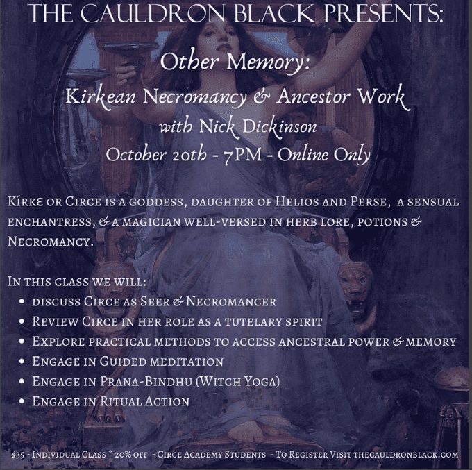 Other Memory: Kirkean Necromancy & Ancestor Work with Nick Dickinson flyer