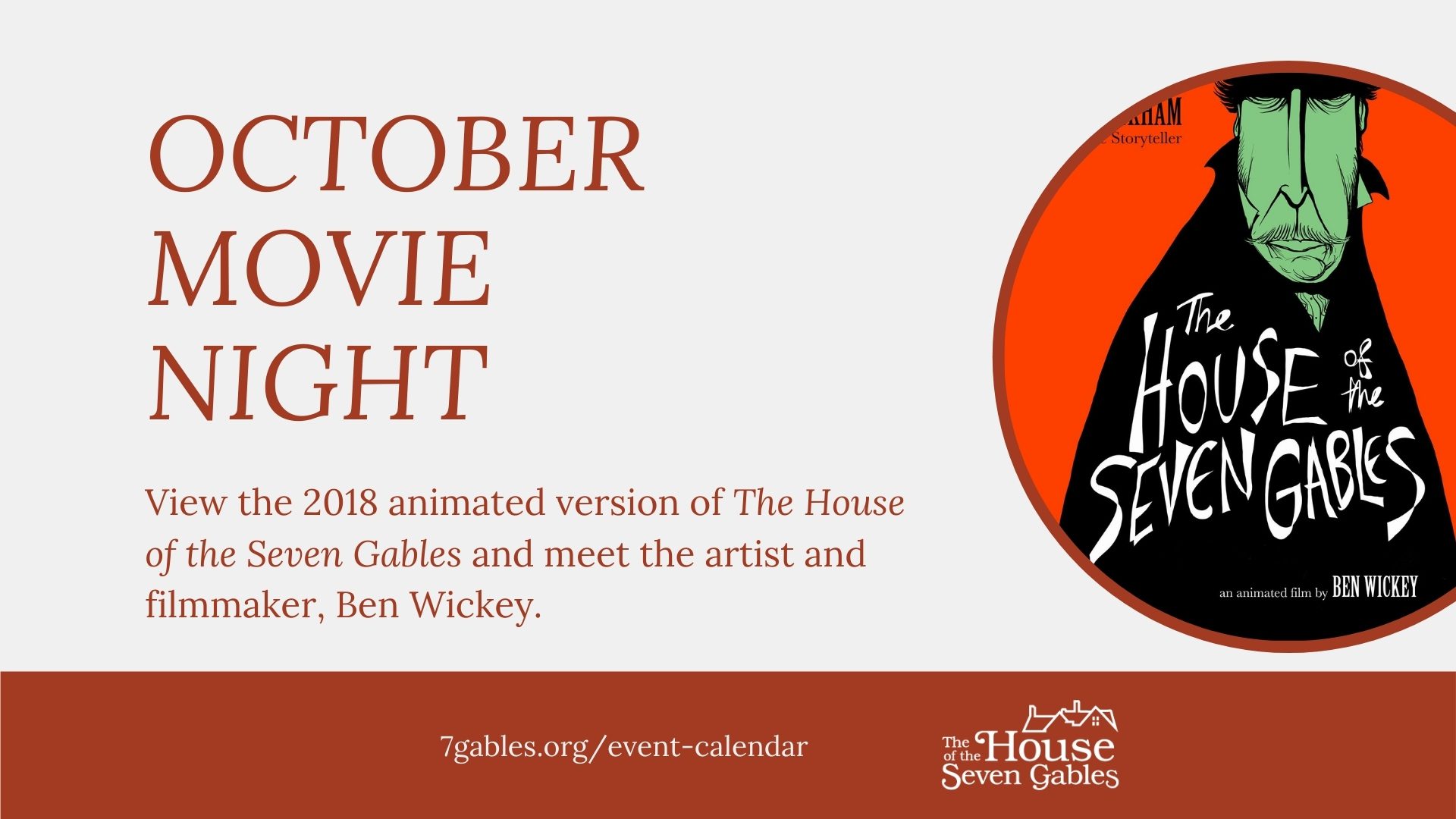 October movie night flyer for House of seven Gables