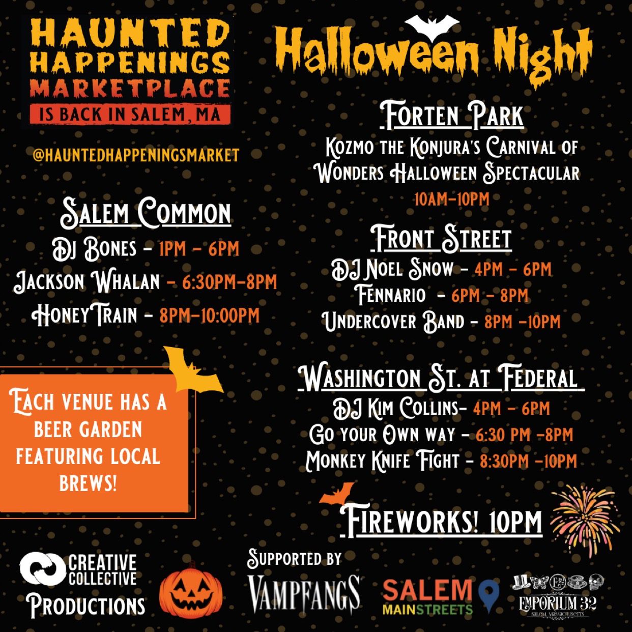 Haunted Happenings Marketplace Halloween schedule Salem Massachusetts