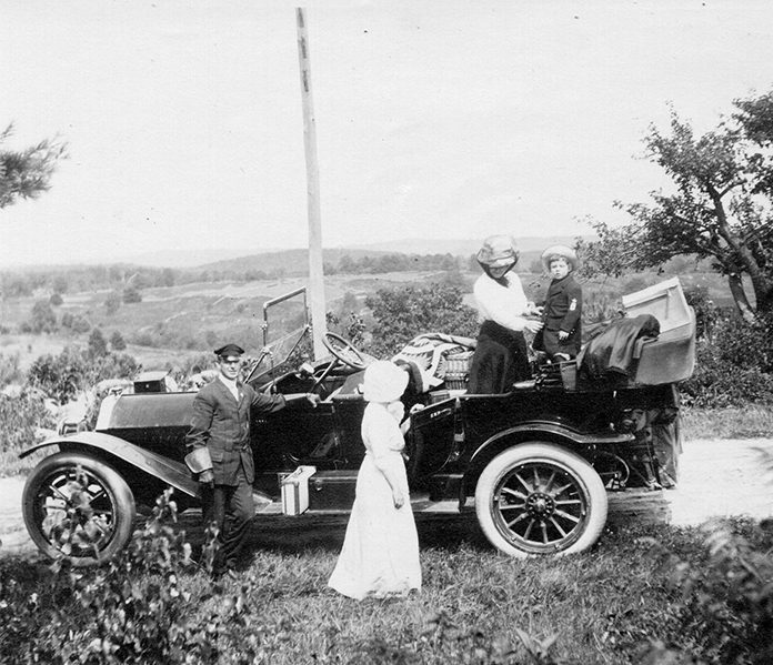 vintage photo of family and car